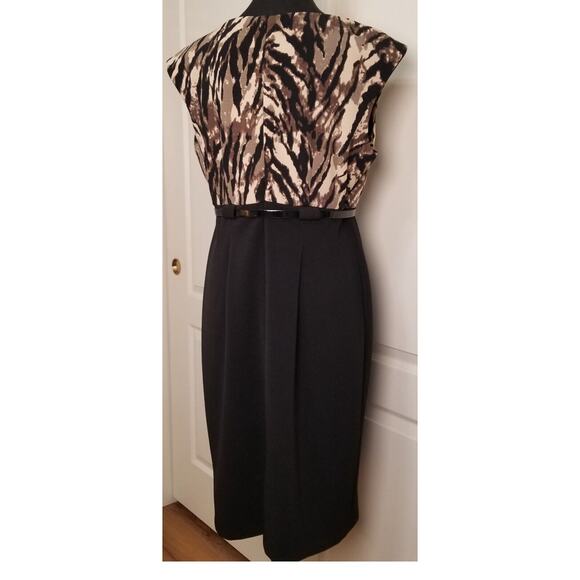 NWOTs CONNECTED APPAREL Tiger Stripe SLEEVELESS STRETCHY SHEATH DRESS Size 14 - Picture 3 of 7